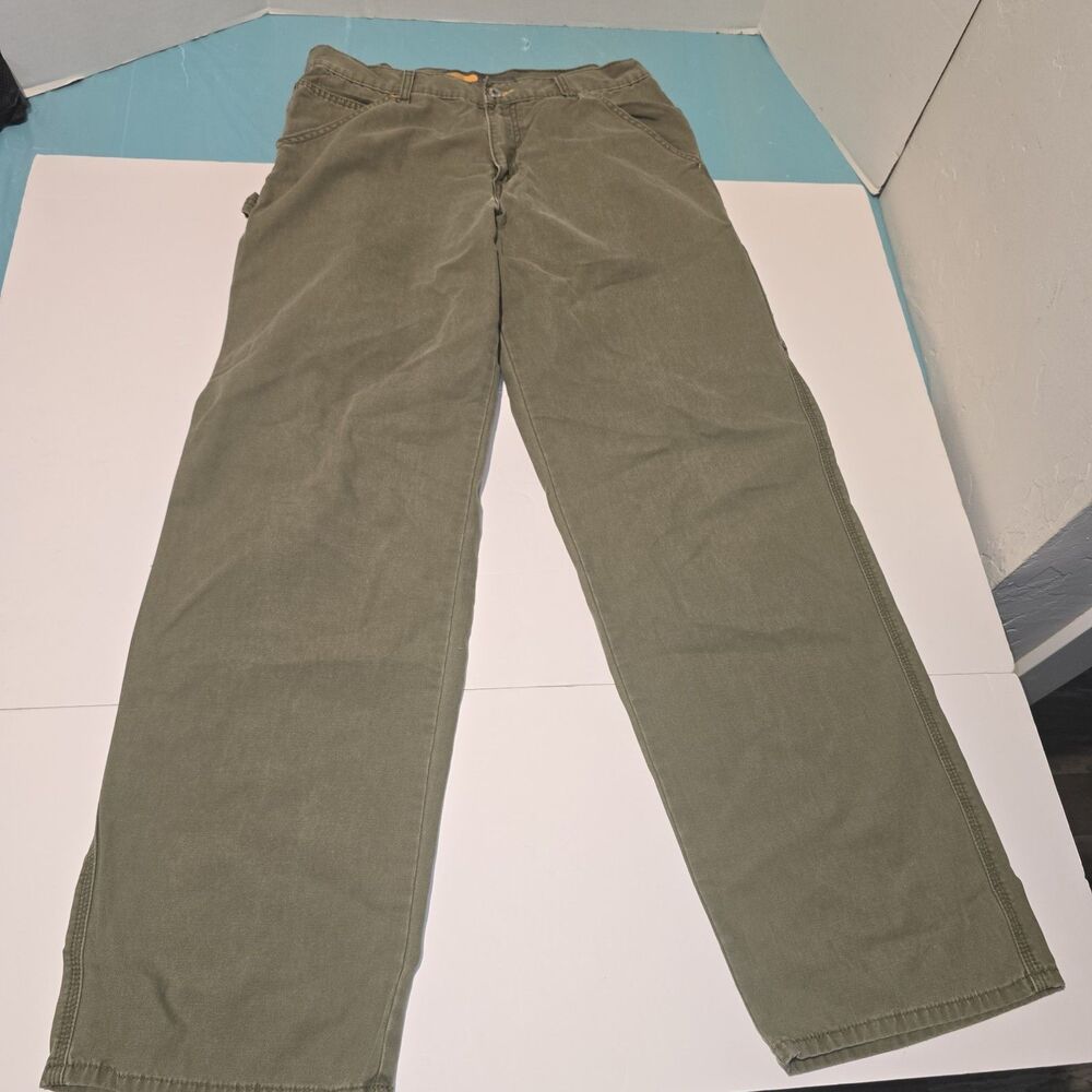 Vtg Levis SilverTab Carpenter Pants Men 32x34Baggy Army Olive Green Canvas